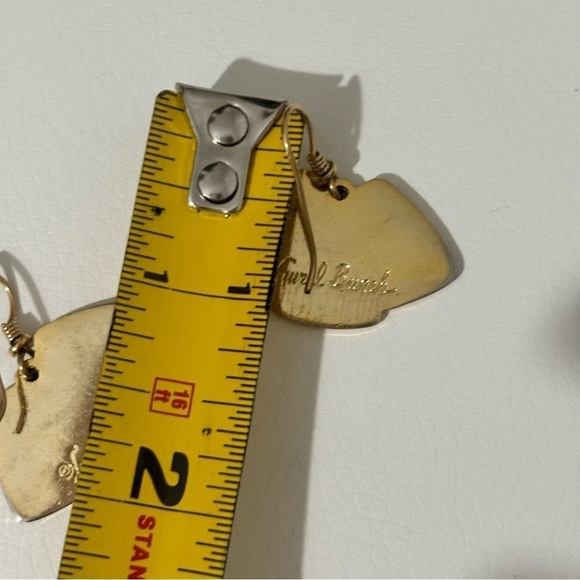 Laurel Burch dangle enamel gold tone pierced earrings - Picture 4 of 6